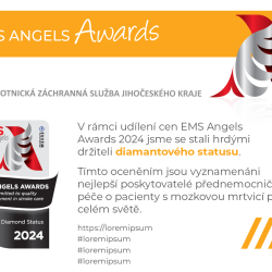 V letošním roce se Zdravotnická záchranná služba JčK opět stala hrdými držitelem diamantového statusu EMS Angels Awards 2024. Tímto oceněním jsou vyznamenáni nejlepší poskytovatelé přednemocniční péče o pacienty s mozkovou mrtvicí po celém světě. Cenu za Zdravotnickou záchrannou službu JčK převzal vedoucí Vzdělávacího a výcvikového střediska Michal Rozum.