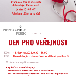 Nemocnice Písek nabízí zájemcům vyšetření krevní skupiny.