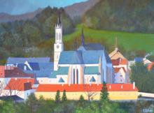 Expozice zobrazuje propojení irské a české krajiny v podání irského výtvarníka Eoghana Ó´Súilleabháina žijícího na jihu Čech (Cloister May Print 2020).
