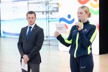 Olympijskou vlajku přinesl tým mladých karatistů a slavnostní slib sportovců přečetla svěřenkyně TJ Karate České Budějovice Dominika Suchá (Foto: Olympijskytym.cz / Tomáš Kozáček).