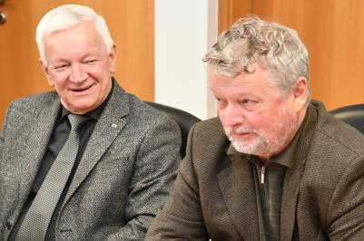 Předseda České unie sportu v Jihočeském kraji František Vavroch a náměstek Zdeněk Dvořák.