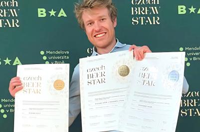Czech Brew Star 2026. Diplomy při slavnostních vyhlášeních převzal školní sládek Aleš Boubelík.